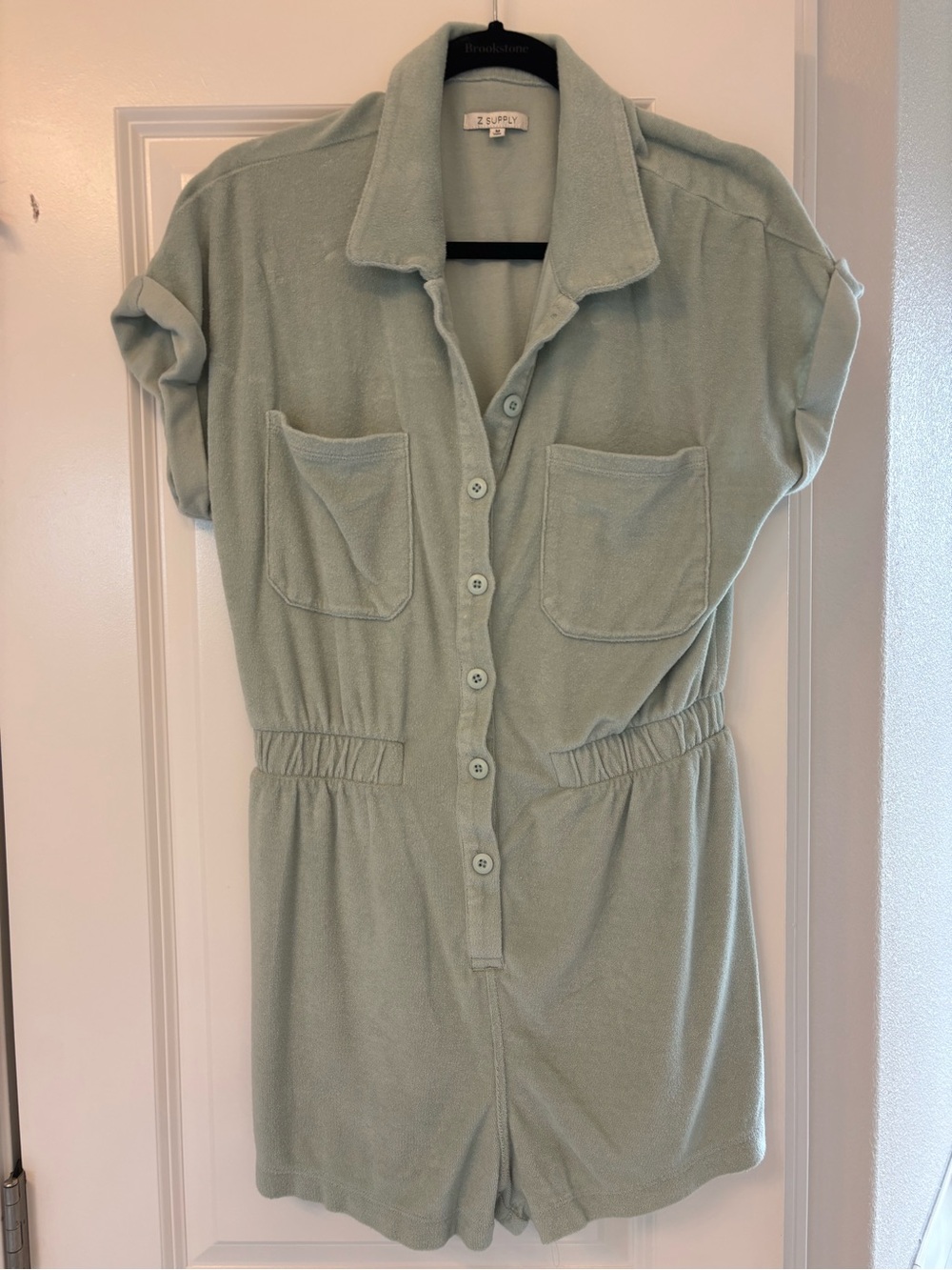 Z Supply Sage Green Short Sleeve Terry Romper